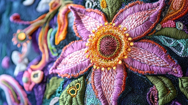 Broderie pe pânză cu motive florale